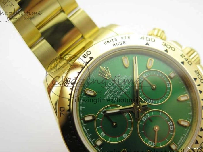 KKF Steel YG Dial Best 904L Edition 1:1 Green Bracelet YG Daytona on A7750 0410